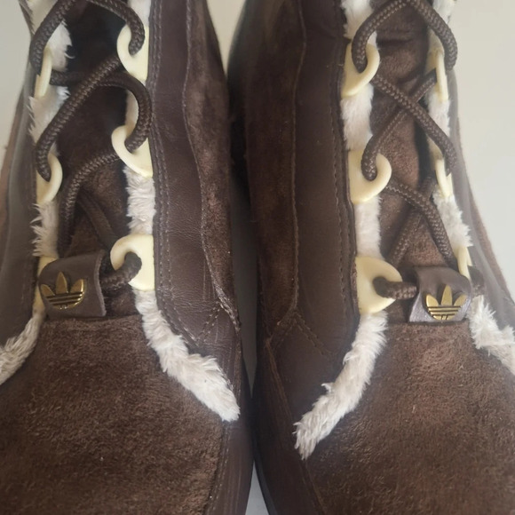 Adidas leather sherpa lined lace up ankle boots SZ 8 - Picture 7 of 12